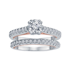 14k White & Rose Gold Gold H Diamond wedding set 1 CTTW