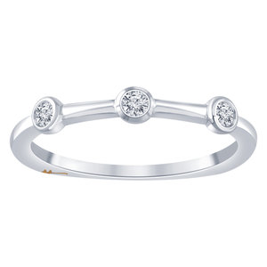 Modern 3-stone H Diamond Signature band in 14K White Gold