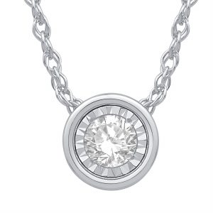 1/5 ctw 14K White Gold Bezel Set Pendant