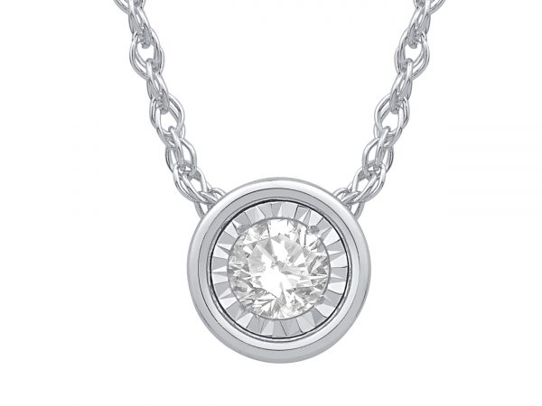 1/5 ctw 14K White Gold Bezel Set Pendant