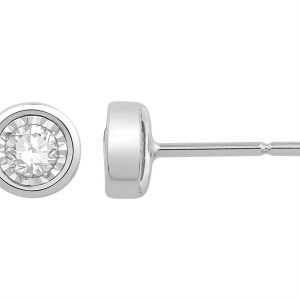 1/4CTW 14K White Gold Bezel Studs