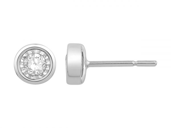 1/4CTW 14K White Gold Bezel Studs